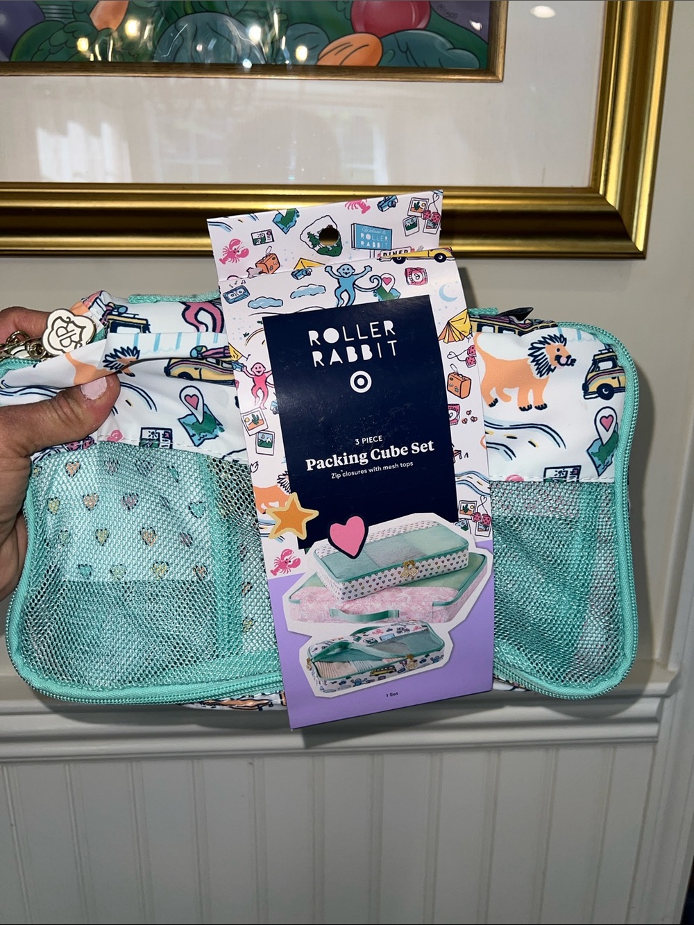 Roller Rabbit Mint & White Travel Packing Cube Set 🐰🎯